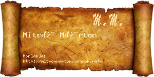 Mitró Márton névjegykártya